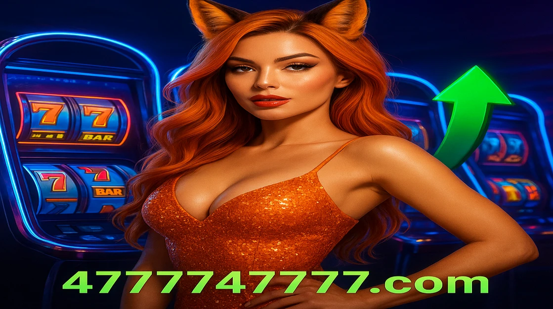 খরগোশের কানের মতো টুপি পরা একজন নারী 47777 গেমিং প্ল্যাটফর্ম অ্যাপে আরকেড গেমের সামনে খেলছেন, বড় জয় ও লাভের সংকেত হিসেবে উঠে আসা সবুজ উঁচু তীরচিহ্ন দেখা যাচ্ছে।